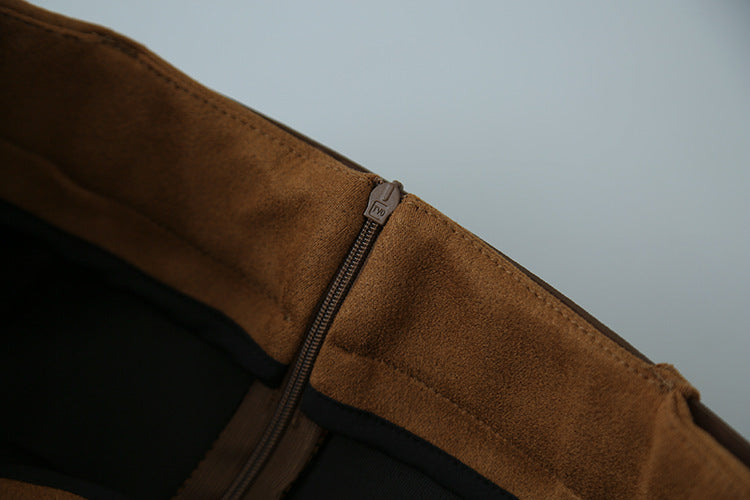 【LD11016】實拍冬季復古麂皮絨A字裙251110