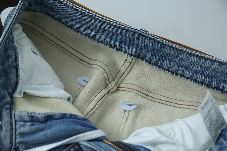 【LD11010】實拍S~XL復古加絨加厚高腰直筒牛仔褲251110