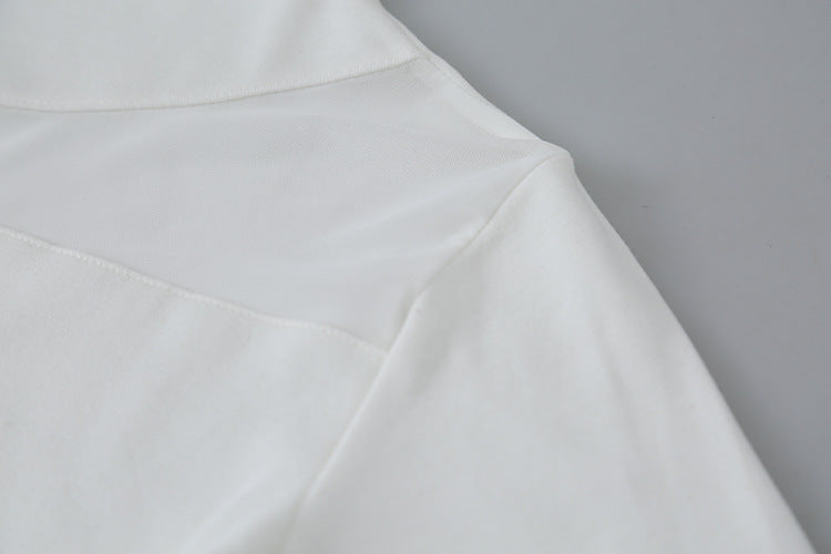 【LD11024】實拍氣質網紗拼接加絨半高領長袖T恤251124