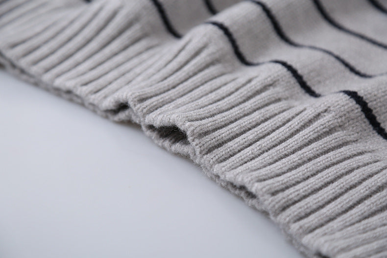 【LD11063】實拍復古條紋加厚棉羊絨針織毛衣251209