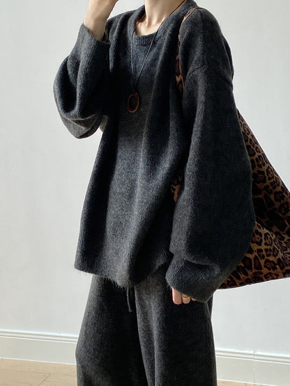 【YP1015】 實拍寬鬆針織毛衣＋休閒針織長褲 套裝251023