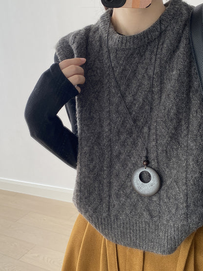 【YP2617】 實拍圓領麻花軟糯針織背心251023