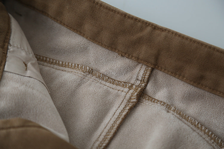 【LD11020】實拍S~XL加絨加厚復古水洗做舊彎刀闊腿牛仔褲251110