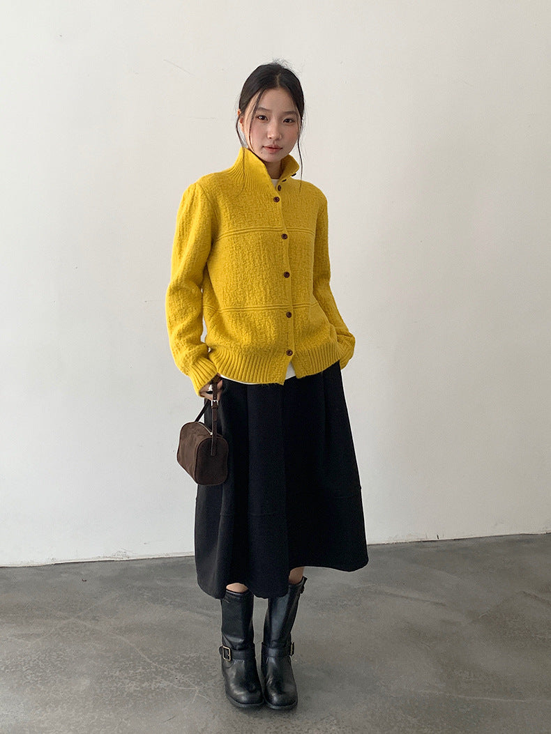 【LD11037】實拍高領開衫針織毛衣251202