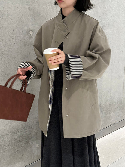 【cim1228】實拍韓國高級天絲棉雙面可穿黑白格風衣外套251030