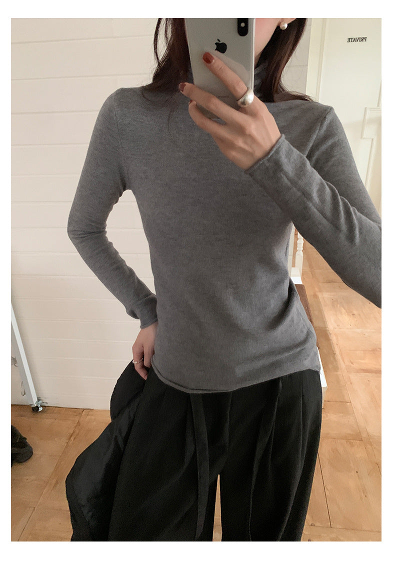 【H5481】實拍基礎6色堆堆領毛針織T恤251109