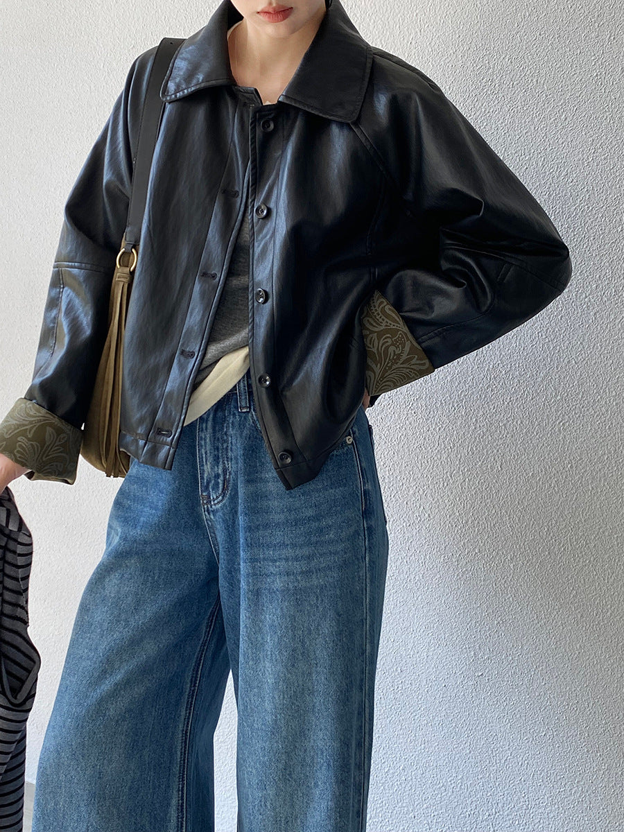 【cimz1667】實拍個性復古黑色工裝皮衣外套251120