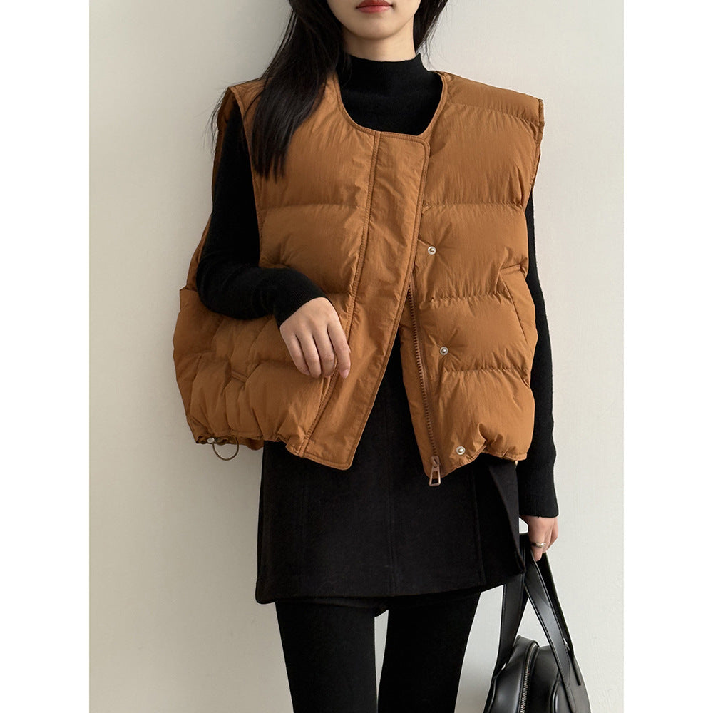 【Y82635】實拍秋冬簡約圓領棉背心251106