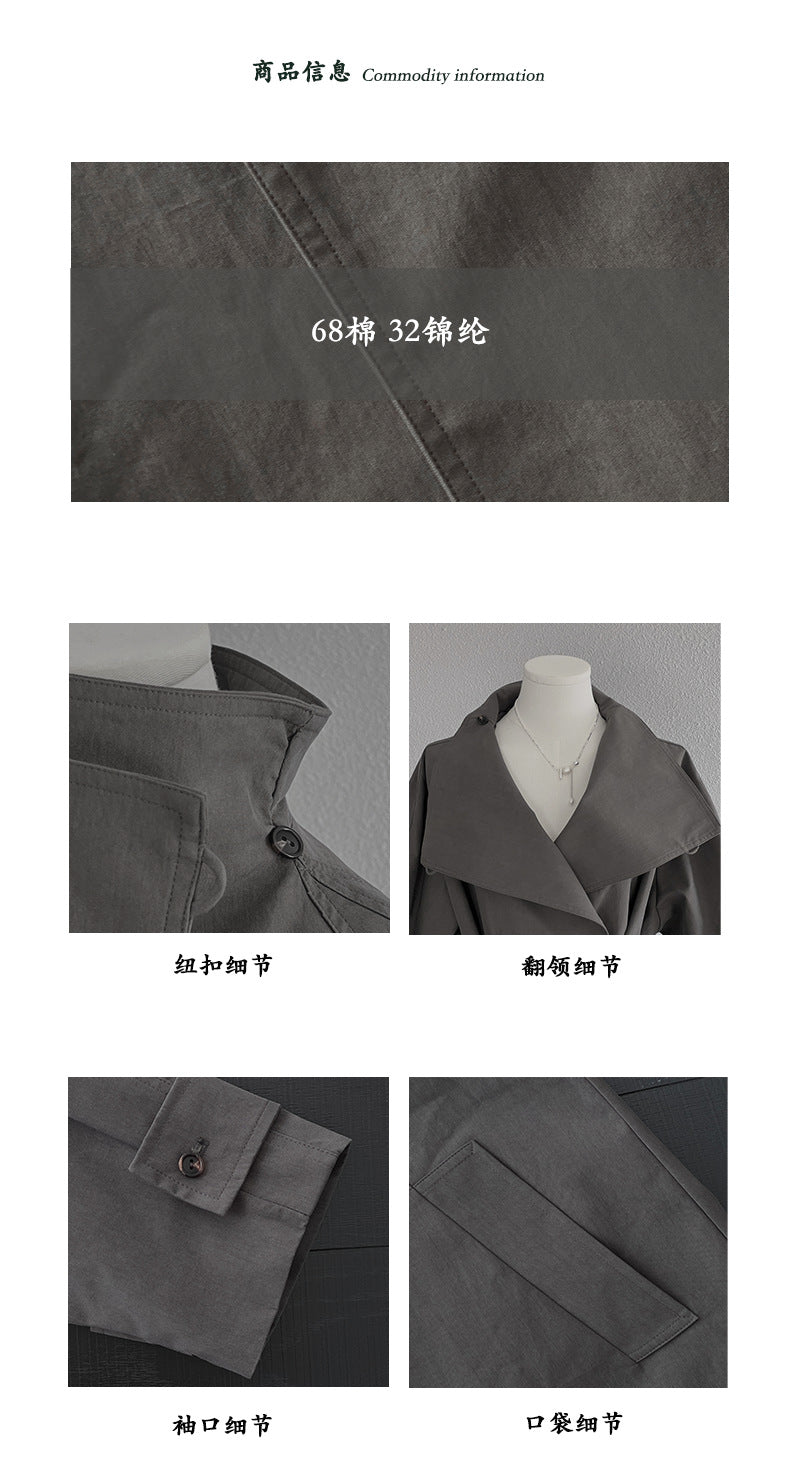 【cim1659】實拍秋冬復古英倫翻領風衣外套＋繫帶251030