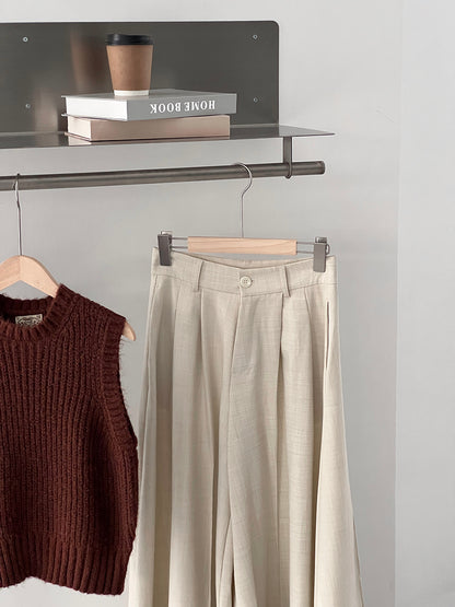 【cim1653】實拍秋日必備高腰壓褶大擺西裝褲251030