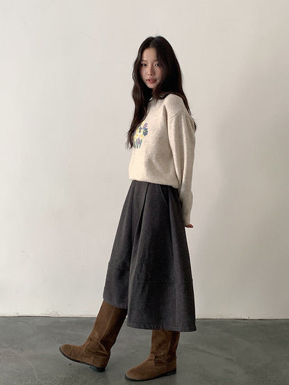 【LD11046】實拍miu感花苞毛尼a字裙251202