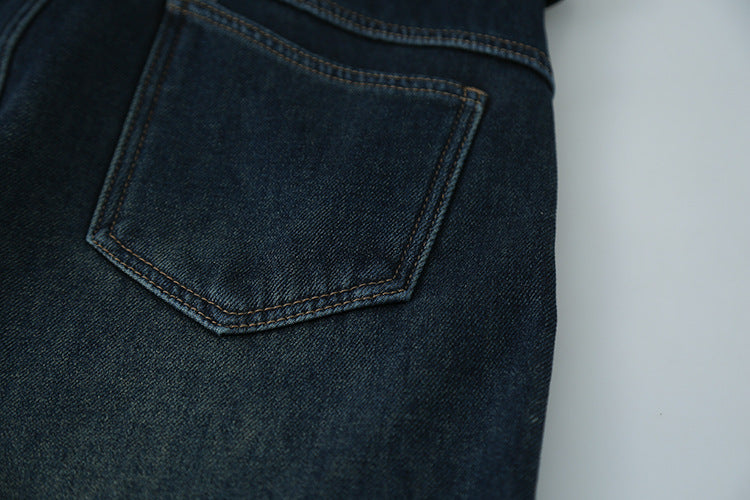 【LD11023】實拍S~XL顯瘦加絨加厚高腰寬鬆彎刀牛仔褲＋腰帶251124