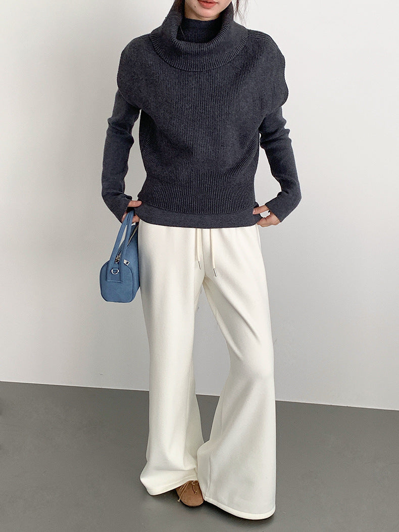 【LD11056】實拍慵懶高級感超修飾微喇叭衛褲251209