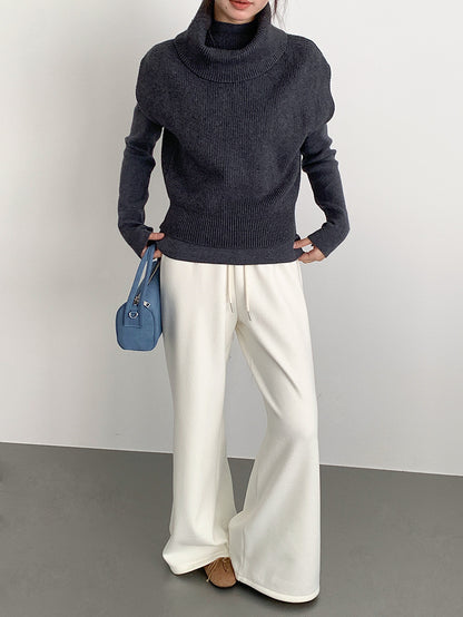 【LD11056】實拍慵懶高級感超修飾微喇叭衛褲251209