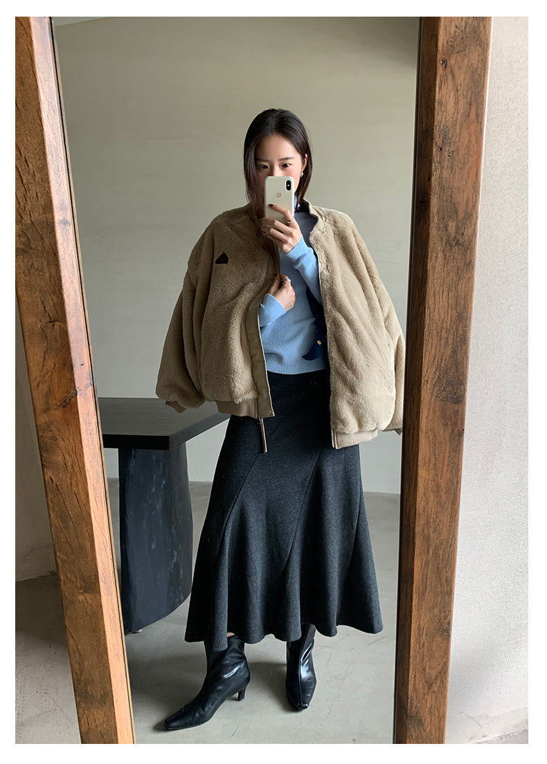 【H5526】實拍兩面穿|絨毛加厚棉服風衣外套251125