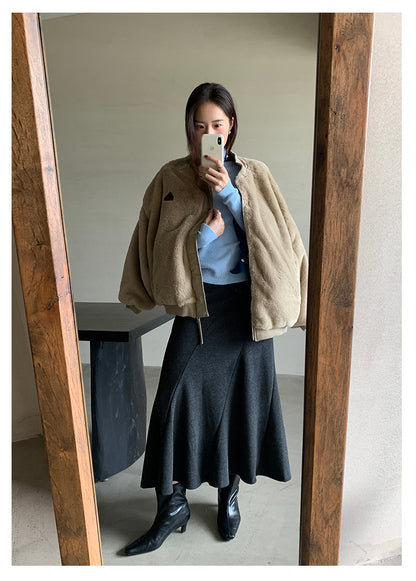 【H5526】實拍兩面穿|絨毛加厚棉服風衣外套251125