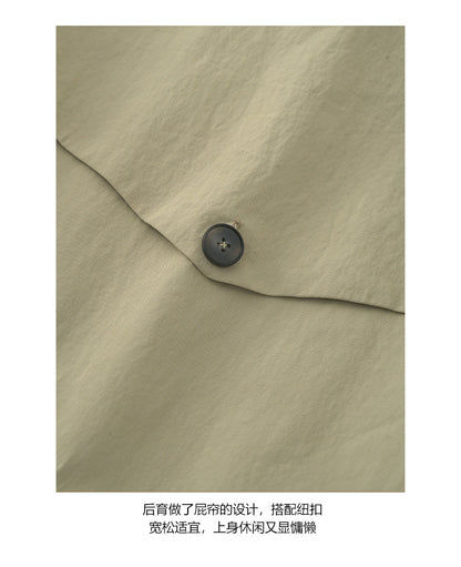 【H5400】實拍韓系慵懶卡其立領收腰風衣外套250902