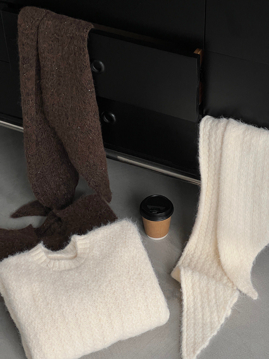 【cimz0672】實拍細緻閃亮針織毛衣+圍巾251128