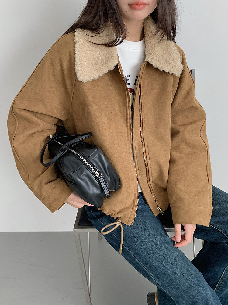 【LD3298】實拍冬季必備厚款短款麂皮絨機車外套251103