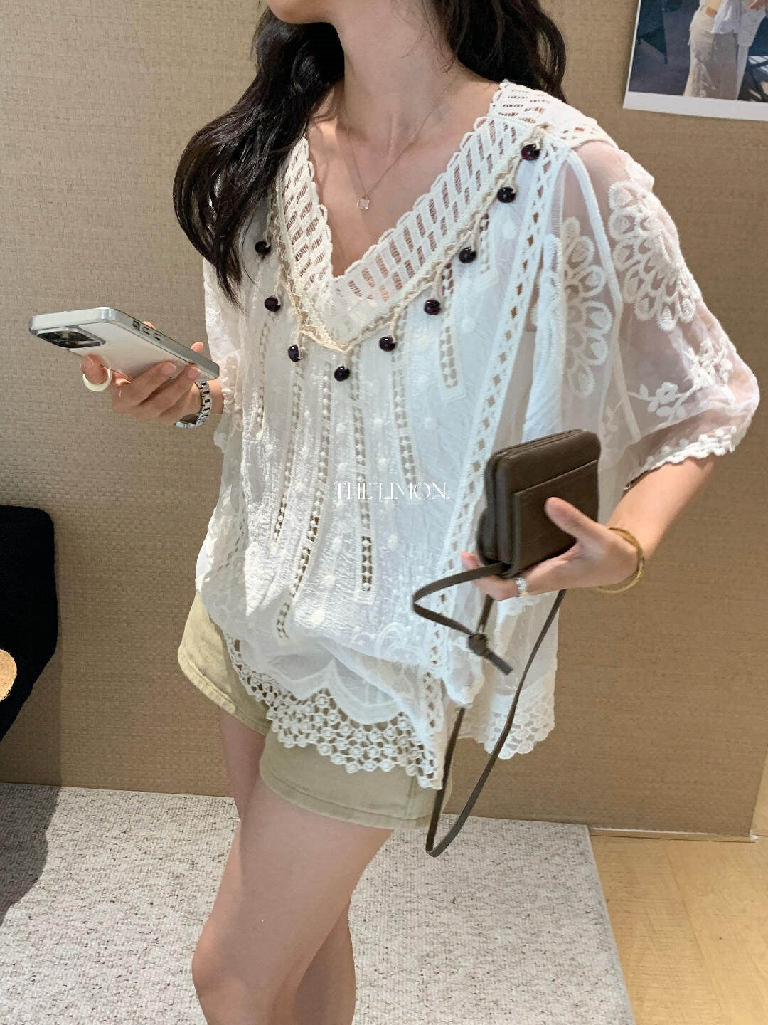 【L10685】仙氣氛圍感拉滿🕊️重工蕾絲刺繡寬鬆顯瘦防曬罩衫260518