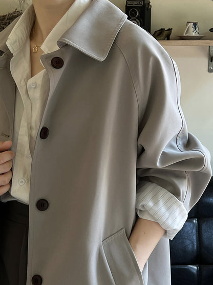 【Y80861】實拍韓國質感休閒中長款風衣外套YY25早春