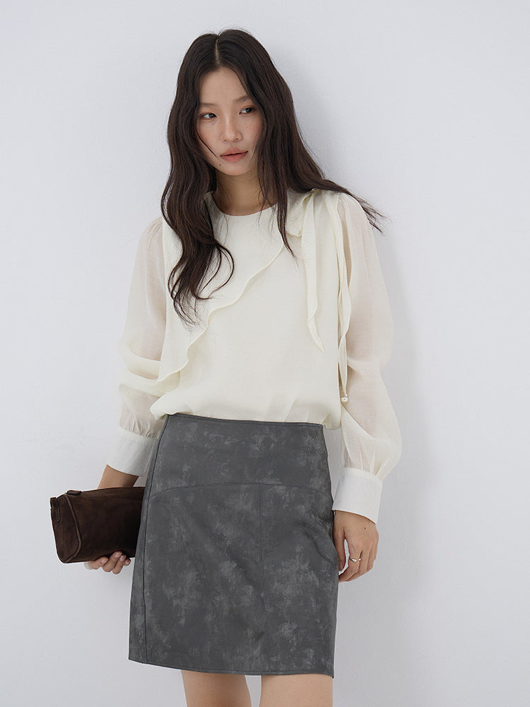 【LD3290】實拍法式釘珠蝴蝶結天絲雪紡襯衫251103