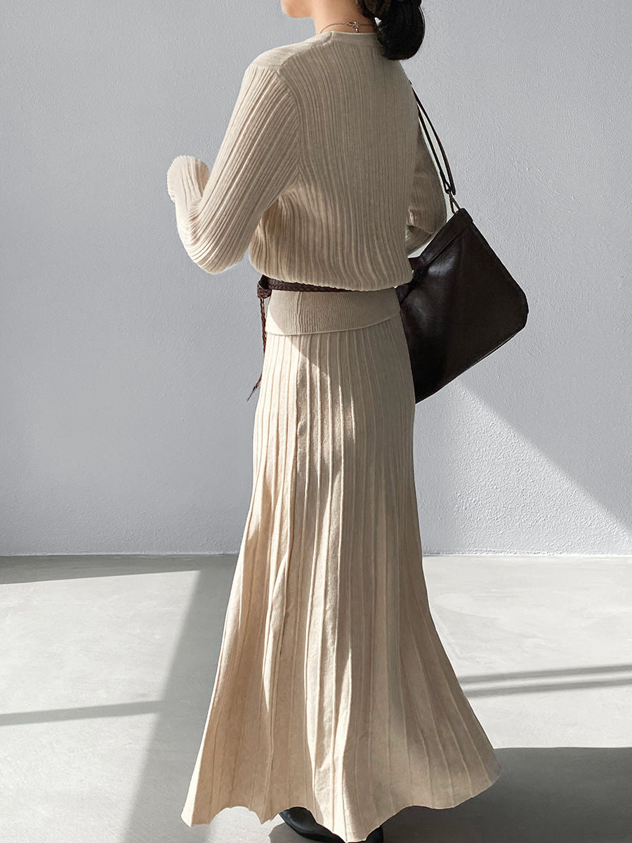 【cimz100789】實拍法式高級感收腰顯瘦針織衫＋針織長裙(分開下單）251120