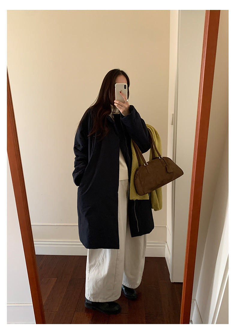 【H5498】實拍韓系加厚保暖長款棉服大衣外套251118