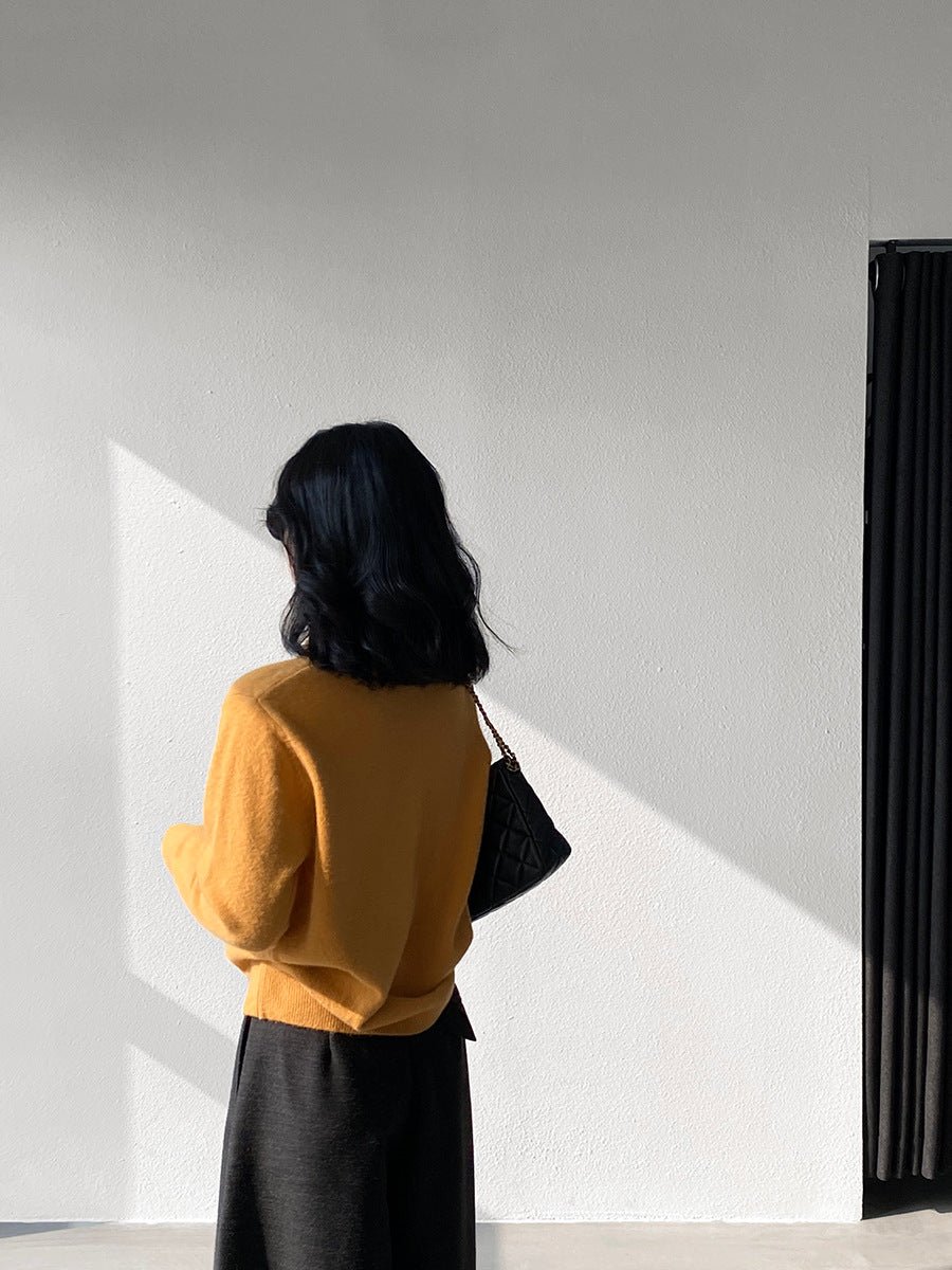 【cimz1374】實拍極簡淨色高領抽繩針織毛衣251120