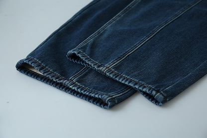 【LD11020】實拍S~XL加絨加厚復古水洗做舊彎刀闊腿牛仔褲251110