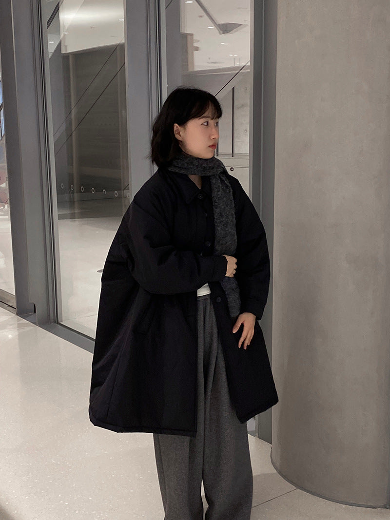 【cimz1235】 雪山奶糖 Muji 風輕薄初冬簡約廓形寬鬆棉服外套260108
