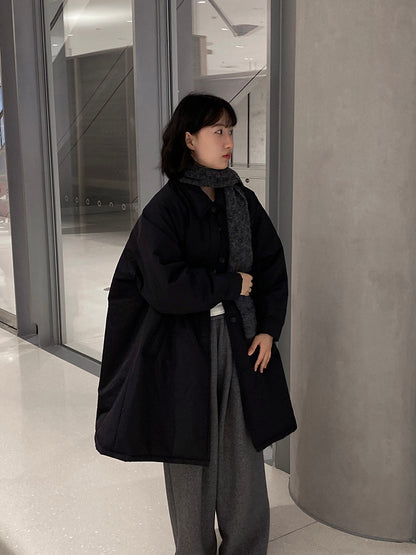 【cimz1235】 雪山奶糖 Muji 風輕薄初冬簡約廓形寬鬆棉服外套260108