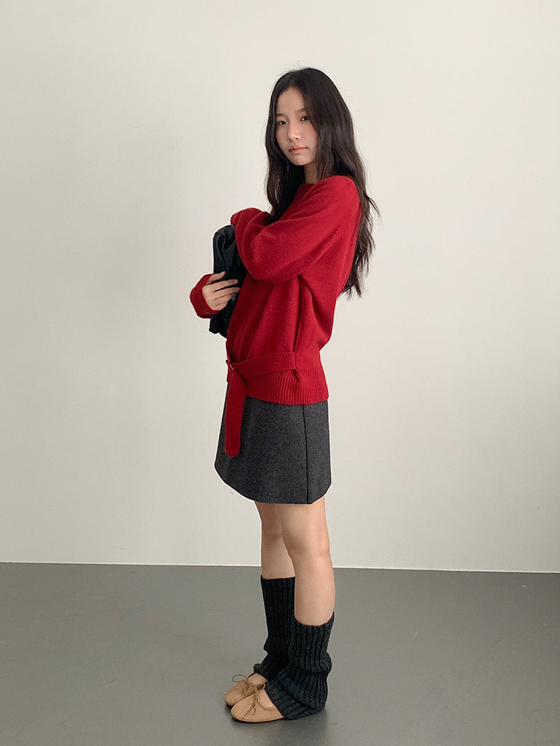 【LD11068】實拍S~XL加厚羊毛呢高腰a字短裙(羊毛10%)251209