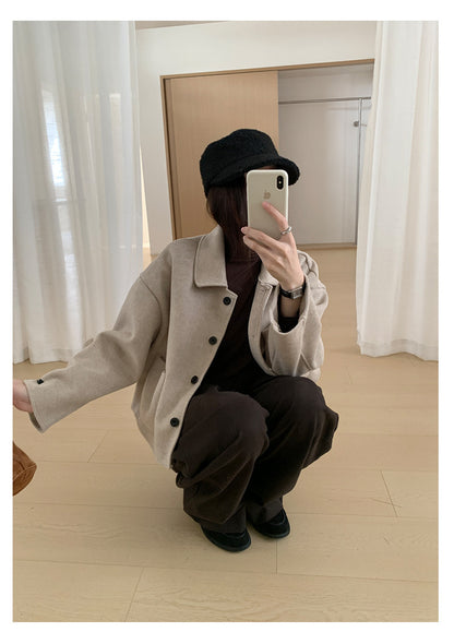 【H565】實拍高級感羊毛混紡羊絨手感外套大衣251021