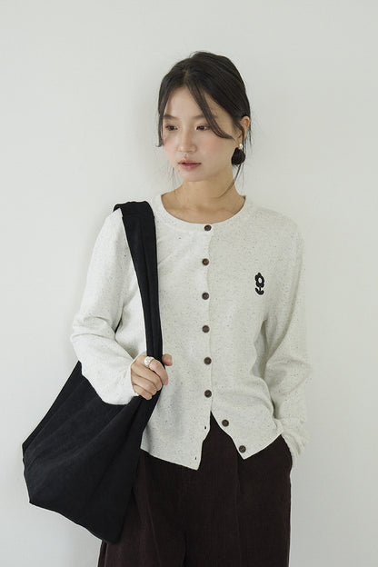 【LD3196】實拍刺繡小花長袖針織小外套250929