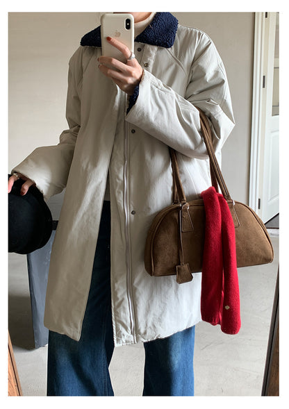 【H5498】實拍韓系加厚保暖長款棉服大衣外套251118