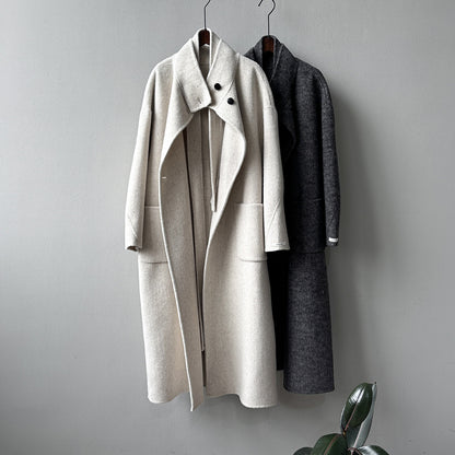 【Y25527】實拍高單質感雙面羊毛呢立領大衣（棉羊毛68%)251106