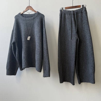 【YP1015】 實拍寬鬆針織毛衣＋休閒針織長褲 套裝251023