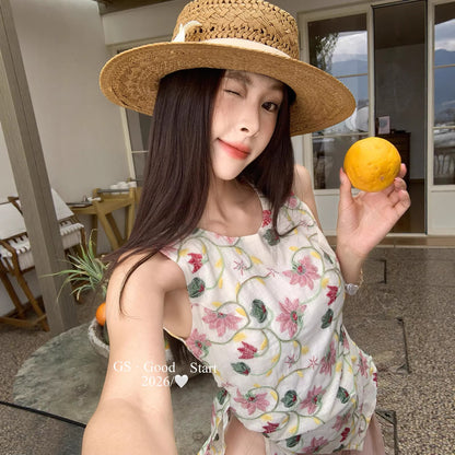 【L818W】甜美初戀少女感✨精緻重工刺繡不規則修身無袖背心260518