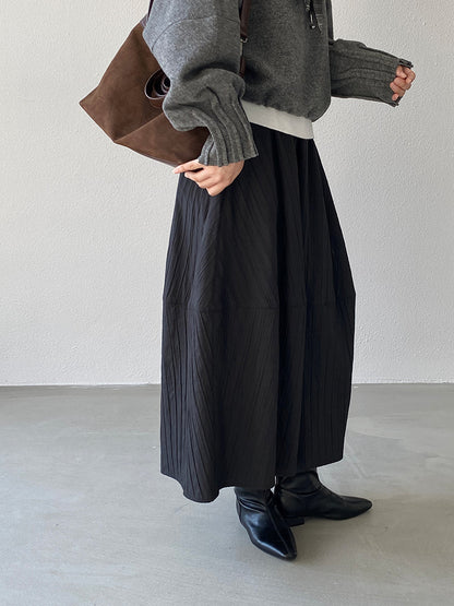 【cim1708】實拍秋冬法式寂靜高腰加厚微花苞A字裙251030