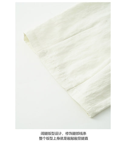 【H5196】實拍夏天超舒服的棉麻褶皺寬鬆闊腿褲250415