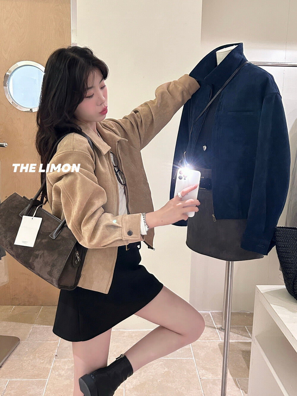 【L9150】實拍檸檬復古寬鬆羊津絨工裝長袖短外套251117
