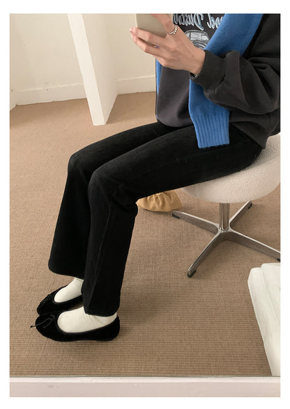 【H560】實拍加厚磨毛高腰微喇牛仔褲251021