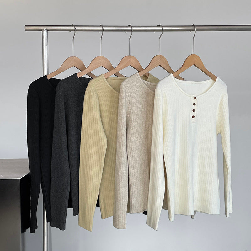 【cimYL369】實拍圓領坑條安迪绒氣質針織衫251201