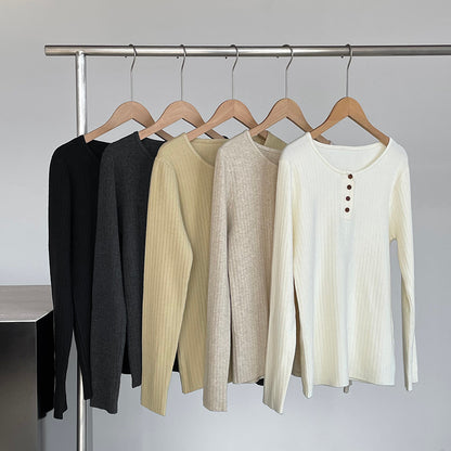 【cimYL369】實拍圓領坑條安迪绒氣質針織衫251201