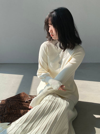 【cimz6652】實拍氣質半高領/V領燈籠袖極簡氣質針織衫251128