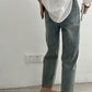 【YG8022】實拍韓國高腰寬鬆直筒牛仔褲240306