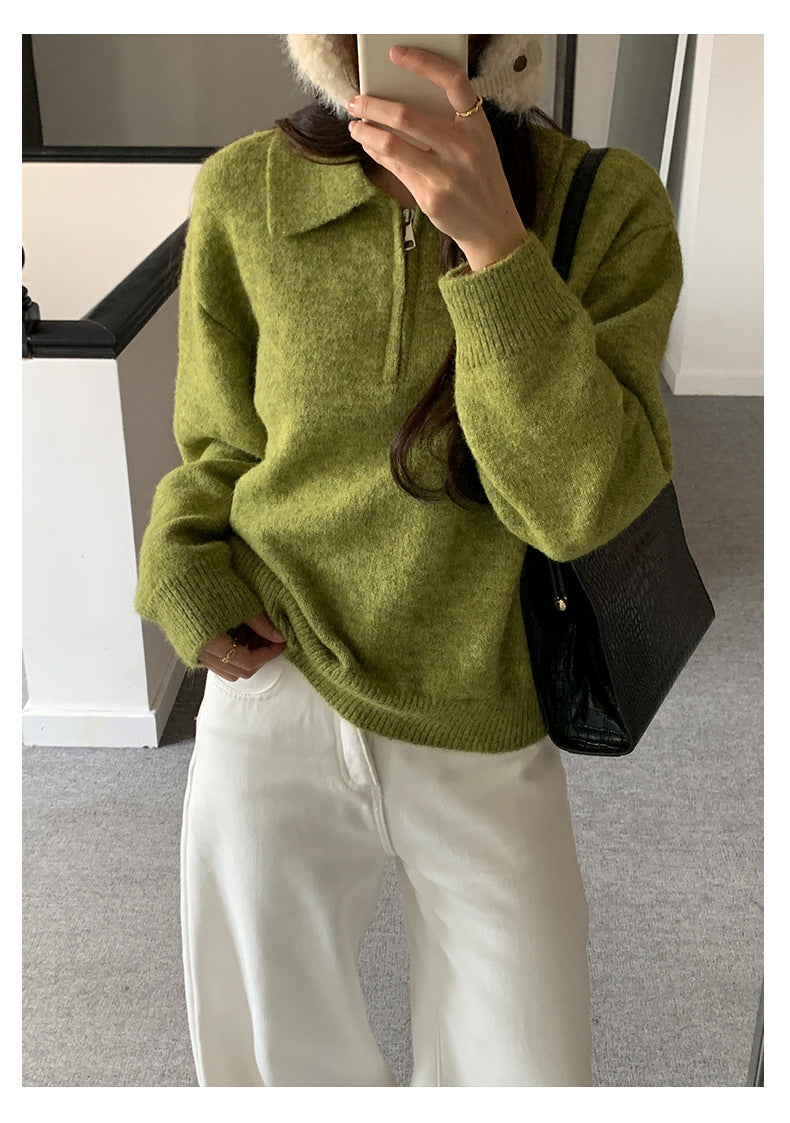 【H5513】實拍老錢風POLO領長袖針織毛衣251118