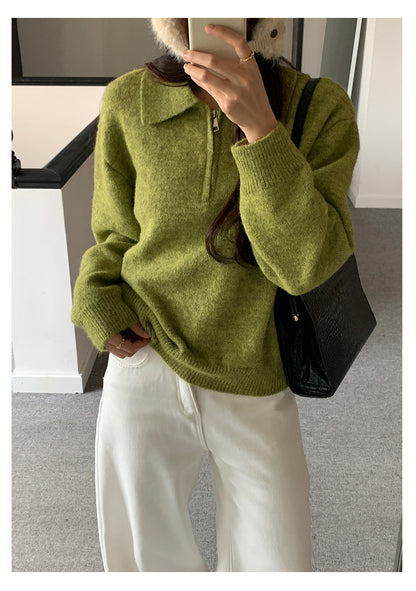 【H5513】實拍老錢風POLO領長袖針織毛衣251118