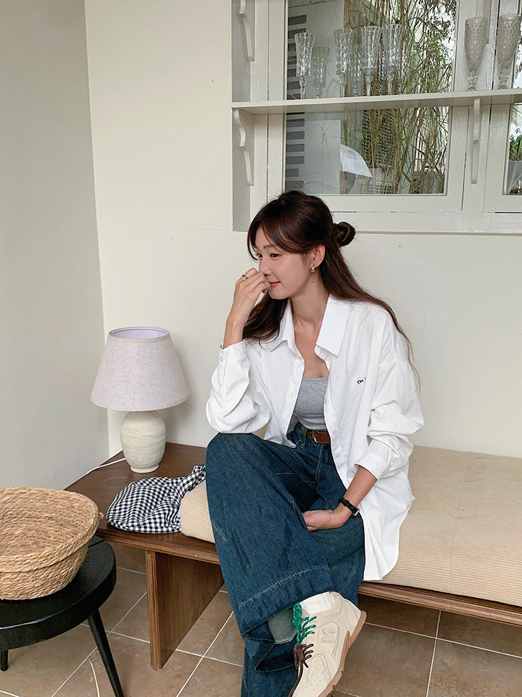 【LD2054】實拍麂皮絨感刺繡襯衫251103